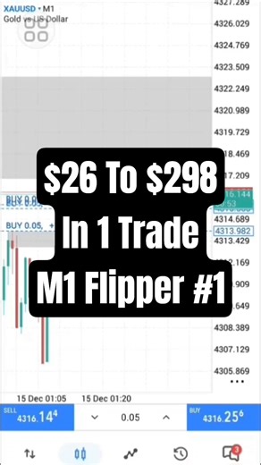 $26 to $298 M1 Set Up | M1 Flipper - 1 #m1scalping #tradingjourney #xauusd
