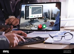man talking business plan in video conference online meeting in video call working from home virtual answer call Stock Photo - Alamy