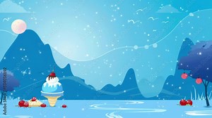 Generative AI animation of yummy sweet ice cream dessert. dessert. Animations