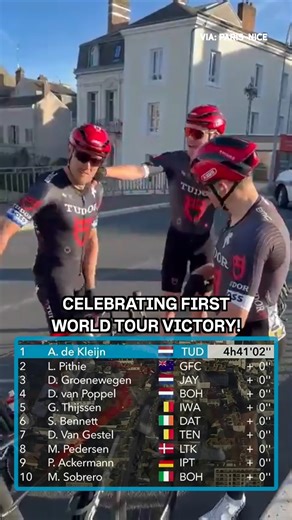 6.7K views · 233 reactions | Awesome scenes as Tudor Pro Cycling celebrate their first World Tour victory! #ParisNice | NBC Sports Cycling | Facebook
