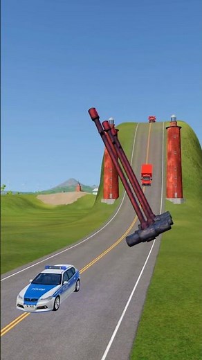 Beamng.Drive Gaint hammer vs car crashes part 125 #beamngdrive #youtubeshorts #shorts #trending