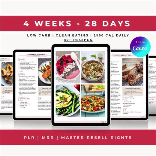 28-day Detox Meal Plan, Low Carb Recipes (PLR, MRR) - Etsy