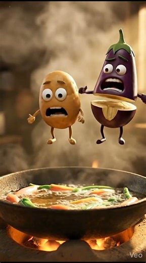 Potato vs Brinjal: The Great Village Kitchen Race! 🥔🍆 | Kids Funny Stories