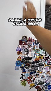 Packing a custom die cut sticker order #packingorders #stickers #business | AADesigns.co