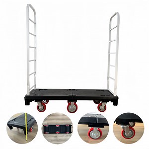 [Hot Item] Six Wheels Plastic Base Warehouse Trolley Transport Cart for Powder Coating