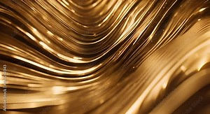 Abstract gold background with smooth lines forming elegant shapes, a luxurious and modern design perfect for backgrounds and textures