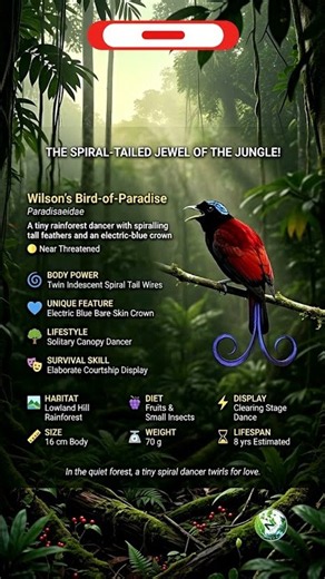 🌀 Wilson's Bird | Spiral Tail Jewel #BirdOfParadise #Wildlife #Nature
