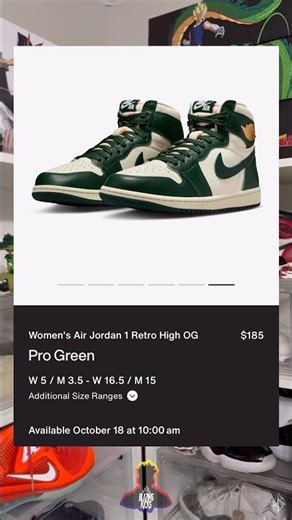 NEW WOMEN’S JORDAN 1s‼️ The Jordan 1 High WMNS “Pro Green” releases October 18th 🌲