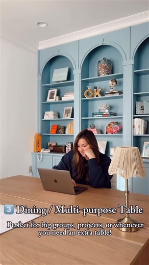 Ady | ATL + OBA on Instagram: "This desk does way more than it looks like it should. The @transformertable Table-to-Desk has already become one of the most used pieces in our house. We set ours up back to back so my husband and I can both work in the same room, Colton can do his homework across from me, and everything stays clean with hidden cords and built-in cable management. There’s even a speaker inside so you can play music without extra clutter. We use it as one big DIY project table, a gi