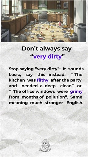 Stop Saying “Very Dirty” ❌✅ Sound Smarter in English #learnenglish #shorts