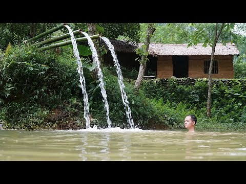 Primitive Skills: Upgrading Water Systems (new water line) bamboo water conduit - Ep.137