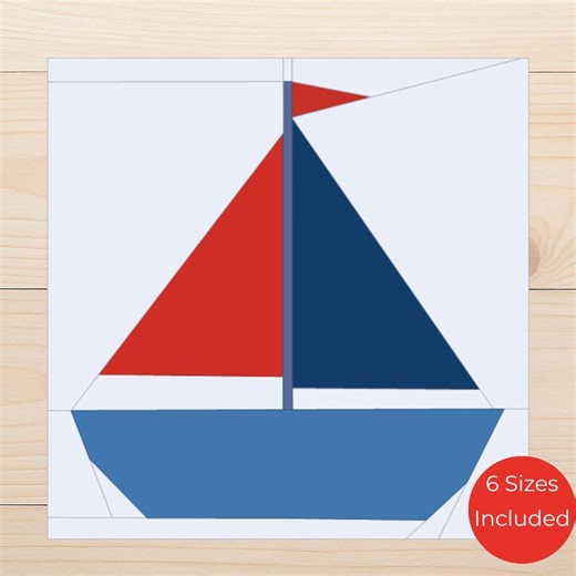Sailboat FPP Pattern PDF - Nautical Quilt Block - Paper Piecing Boat - Etsy