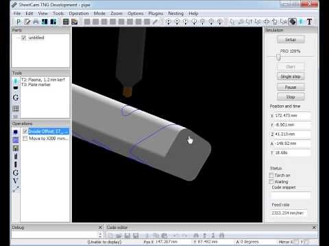 SheetCam Rotary plasma pipe cutting demo