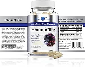 ImmunoCillin Immune Support Supplement with Lactoferrin, Lysozyme, Bovine Immunoglobulin & Olive Leaf Extract – Supports Immune Defense, Strengthens Cellular Function for Adults – 60 Capsules