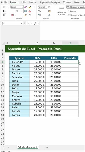 How to calculate the average in Excel