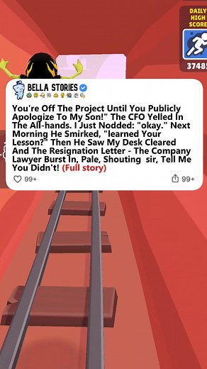 301K views · 4.9K reactions | You're Off The Project Until You Publicly Apologize To My Son!" The CFO Yelled In The All-hands. I Just Nodded: "okay." Next Morning He Smirked, "learned Your Lesson?" Then He Saw My Desk Cleared And The Resignation Letter - The Company Lawyer Burst In, Pale, Shouting sir, Tell Me You Didn't! (Full Story) | Bella Scotty's | Facebook