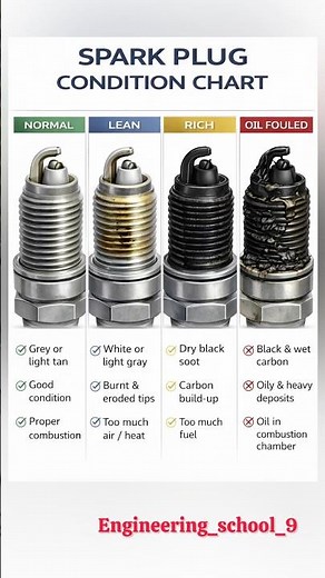 Spark Plug Condition Chart Explained | Normal vs Lean vs Rich vs Oil Fouled 🔧 | car engine issue