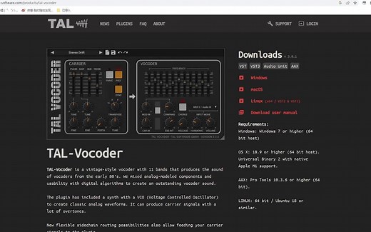 免费声码器插件TAL-VOCODER基础用法