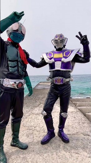 ハイ逮捕！仮面ライダー王蛇（浅倉威）＆シン仮面ライダー（本郷猛）べびきんハウス 踊ってみた！🐍💜🤪 #仮面ライダー龍騎 #仮面ライダー王蛇 #シン仮面ライダー #コスプレ #海