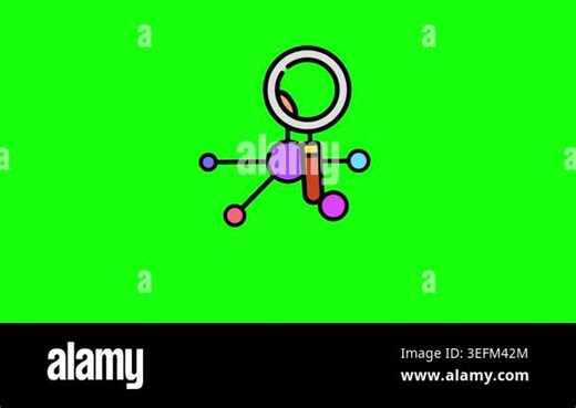 Magnifying glass icon and network of connected dots, animation of network analysis and connection symbol, data, Internet. HD video with chroma key, green screen for transparent background Stock Video Footage - Alamy