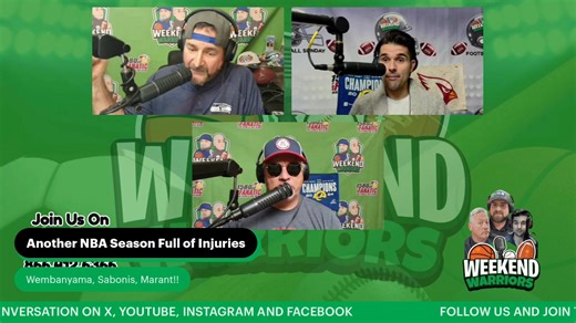 Join us tomorrow at 10 AM for a full rundown of a wild week in sports! 🏈🏀⚾️ This week we’re breaking down MLB non-tenders and Rule 5 drama, hot stove rumors, and big college football storylines heading into the playoff chase, plus the NBA’s early-season injury chaos. We’ll hit all the key NFL action too. And I hear we have some Letters!!! Be part of the show on the Warrior Text Line: 866.412.6366 📺 Listen or watch LIVE from 10 AM – Noon on X, Facebook & YouTube! | The Weekend Warriors Show