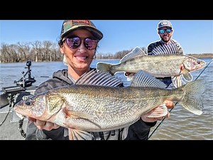 Fishing BIG Spring Walleyes in FLOODED River!