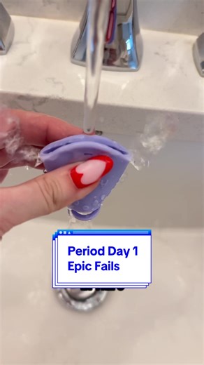 What a spectacular failure of a day. I was going to try a new period product, the Beppy Hollpw Tampon (which is just a funny looking cup) but my anatomy and my nails had other ideas. Then, a toilet overflowed downstairs and flooded the bathroom. Then, I broke a different toilet seat. The only thing that seemed to go right today was my trusty Hello Disc. It inserted easily and didn’t leak. I’ll try the Beppy again tomorrow 🤷‍♀️ #cuptok #periodtok