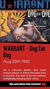 WARRANT – Dog Eat Dog (1992) #Warrant #DogEatDog #HardRock #GlamMetal #Metal