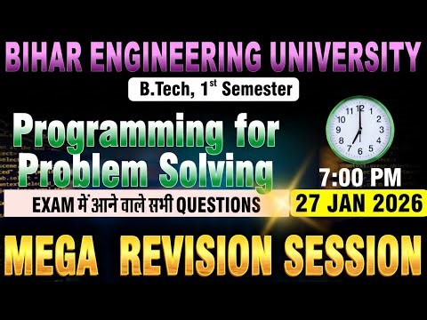 Programming for Problem Solving | B.tech 1st Sem | Mega Revision Session #beu #semesterexam #btech