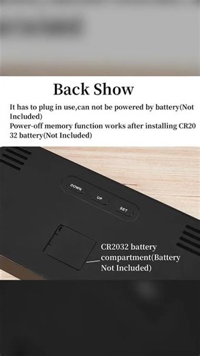 Digital Wall/Desk Clock 9-inch, LED, Temp, Date, Week, Countdown, Auto-Dim, 2 Alarms, USB/CR2032 – S