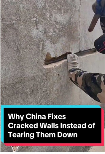 Why China Fixes Cracked Walls Instead of Tearing Them Down#construction #wood #build #fyp #foryou