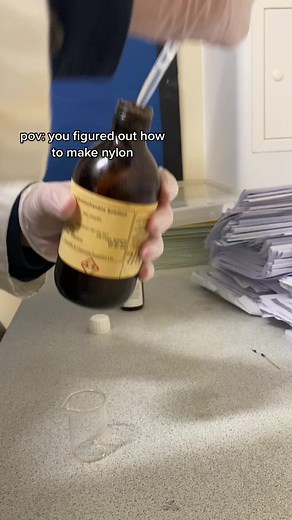 the most satisfying process ever. a condensation polymer. Nylon 6,6. theory video coming soon!! #alevelchemistry #chemistry #aqa #foryou #alevels #foryoupage