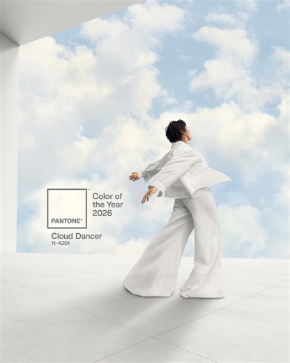 Introducing the Pantone Color of the Year 2026, PANTONE 11-4201 Cloud Dancer. A lofty white neutral whose aerated presence acts as a whisper of calm and peace in a noisy world. PANTONE 11-4201 Cloud Dancer symbolizes a calming influence in a society rediscovering the value of quiet reflection. A billowy white imbued with serenity, it invites true relaxation and focus, allowing the mind to wander and creativity to breathe. In motion and in pause, Pantone Color of the Year 2026, PANTONE 11-4201 Cl