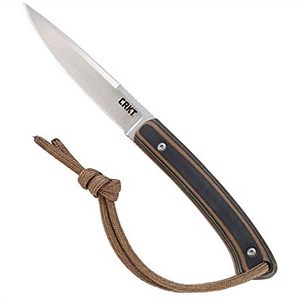 CRKT Biwa Fixed Blade Knife with Sheath: Drop Point Blade with Friction Grooves, G10 Handle, Nylon Sheath with Multiple Carry Options 2382