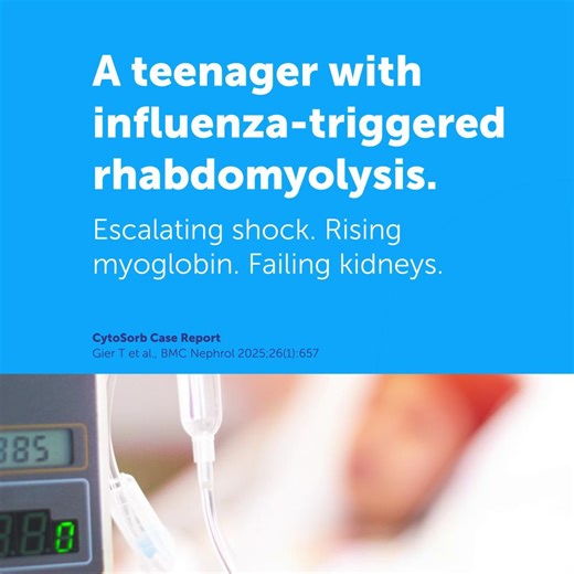 CytoSorbents Corporation on Instagram: "📌 CytoSorb Case Report: A young teenager arrived with severe leg pain after a recent flu infection. Within hours, his condition worsened into septic shock — mottled skin, breathing difficulty, falling heart function, and evidence of massive muscle breakdown. Blood tests showed extreme myoglobin levels, overwhelming his kidneys. Read full case👇"