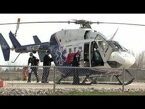 BK-117 Medivac Helicopter Departs Mid-Michigan Hospital: West Branch, Michigan