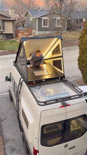 Hard Sided Carbon Fiber Wedge Tent Is On! #vanbuild #vanlife #trending