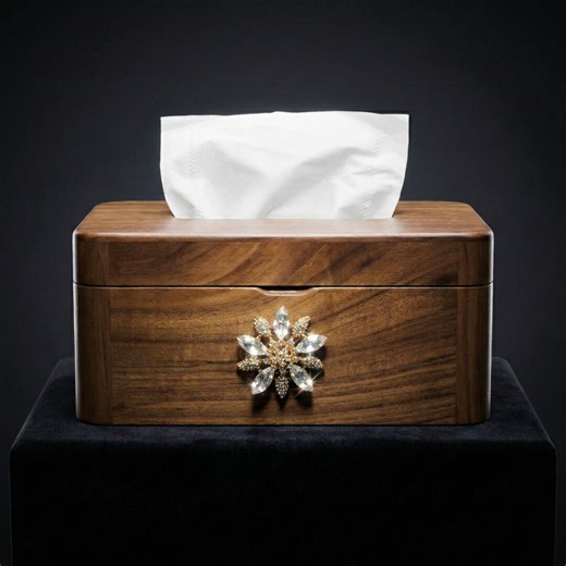 Walnut Tissue Box With Vintage Jewelry Accent Custom Holde Style Vanity Deco Quiet Luxury Aesthetic Unique Wedding Gift Idea Aesthetic - Etsy