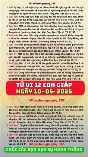 Tử vi hàng ngày 12 con giáp ngày 10/5/2026