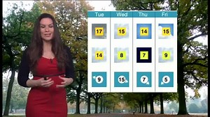 Weather: A mild start with overnight rain clearing for a spell, showers persist in some areas and get more heavy as the day progresses. Top temp 17C (62F), Georgina Burnett has Tuesday's forecast: | BBC Norfolk