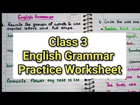 Class 3 English Grammar Worksheet || English Grammar Worksheet For Class 3