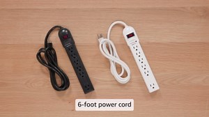 Amazon Basics Surge Protector Power Strip, 6-Outlet, 790 Joules, LED Indicator, 6ft Extension Cord, White