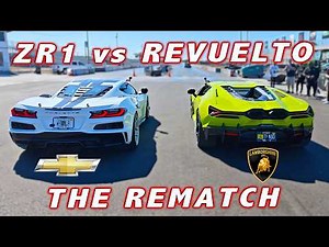 INSANE ZR1 vs REVUELTO REMATCH * Chevrolet Corvette ZR1 vs Lamborghini Revuelto 1/4 Mile Drag Race