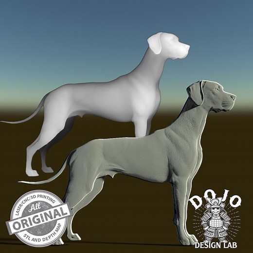 3D STL File for Great Dane - Detailed Relief Dog Model for CNC, 3D Printing & Laser Engraving_2 - Etsy UK