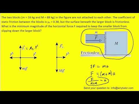 The two blocks (m = 16 kg and M = 88 kg) in the figure are not attached to each other. The coefficie