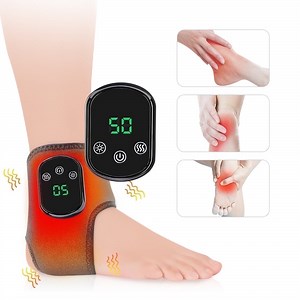 Ankle Heating Pad, Ankle Massager with Heat, Foot Heate Wrap Brace with 5 Heat Levels & 3 Vibration Modes, Cordless USB Charging, 1800mAh Battery for Ankle Support & Relaxation, Gray
