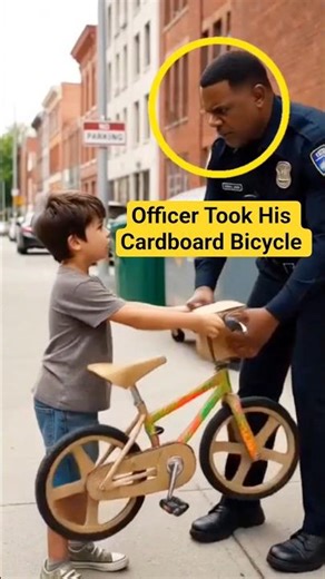 Officer Took His Cardboard Bicycle...Then THIS Happened 😳 #shorts #kindness