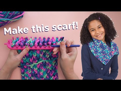 How to Make the Quick Knit Button Scarf - Faber-Castell Creativity for Kids + Lion Brand