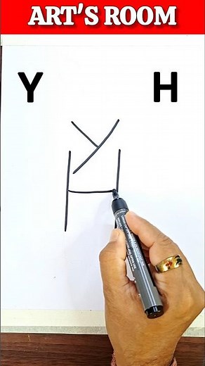 Japanese Girl Drawing Tricks With Letter Y And H | Easy Drawing With Letters #shorts #artsroom