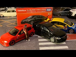 4月発売トミカプレミアム 初回特別シビックcivicFD2、イニシャルDナイトキッズ庄司慎吾シビックEG6、スプーン仕様FD2開封